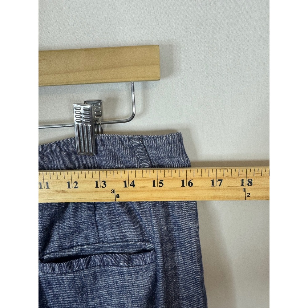 Theory Lindale Tierra Wash Linen Blend Wide Leg Crop Pants Blue Size 8 - Picture 7 of 9